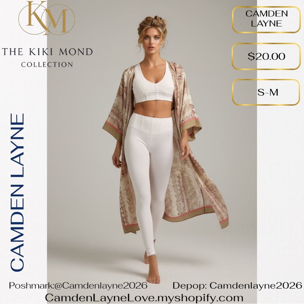 Camden Layne Beige and Pink Snake Skin Print Kimono